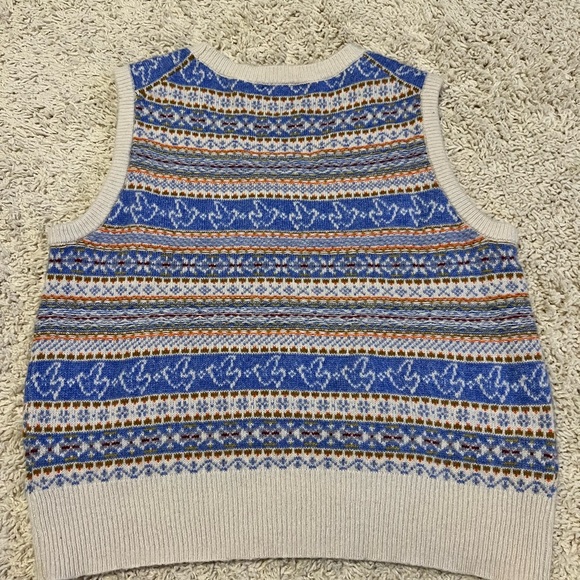 J.Crew Fair Isle Sweater Vest Blue Wool Blend Size M - Picture 2 of 7